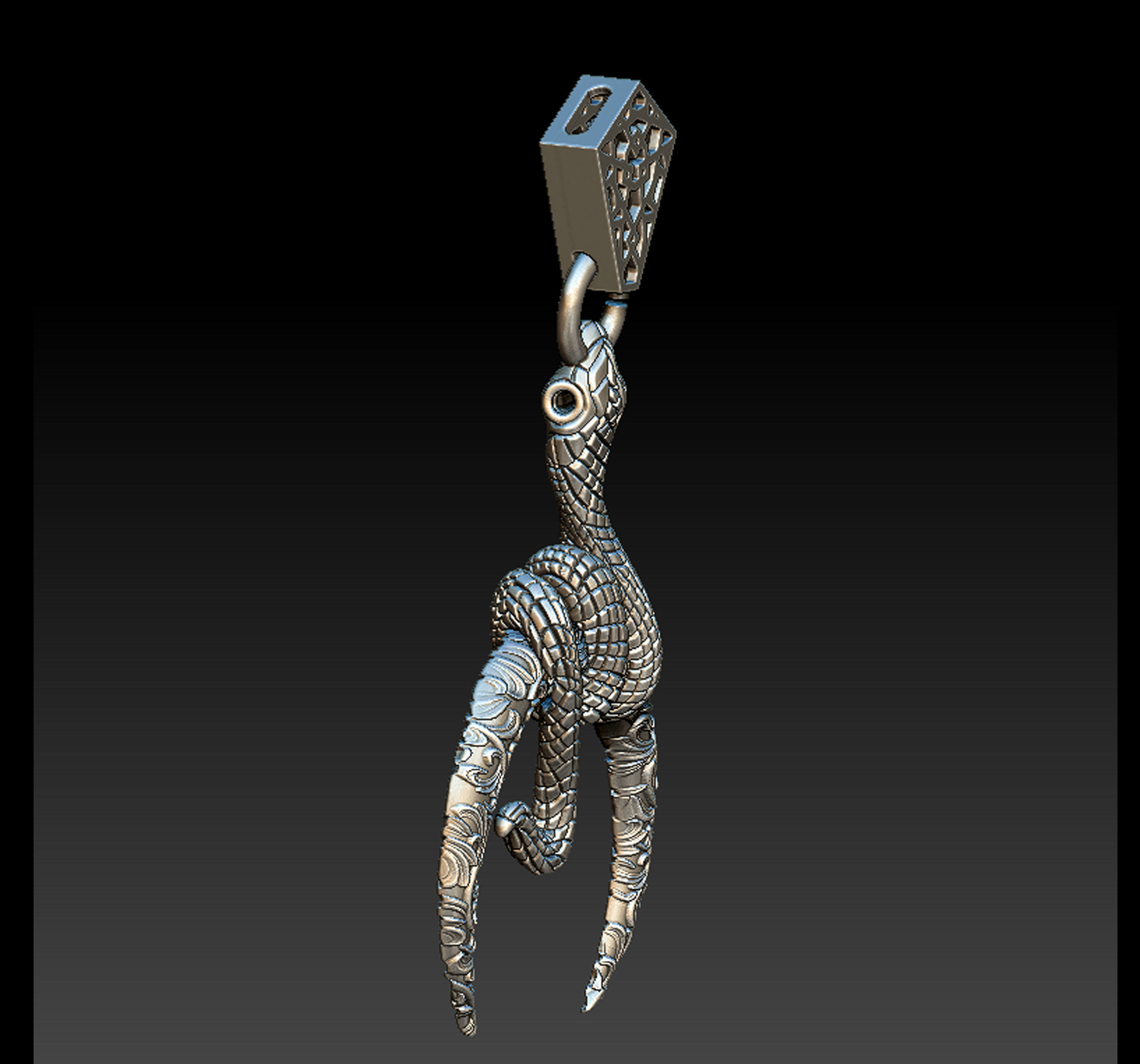 Snake Moon Necklace  3D print model_3