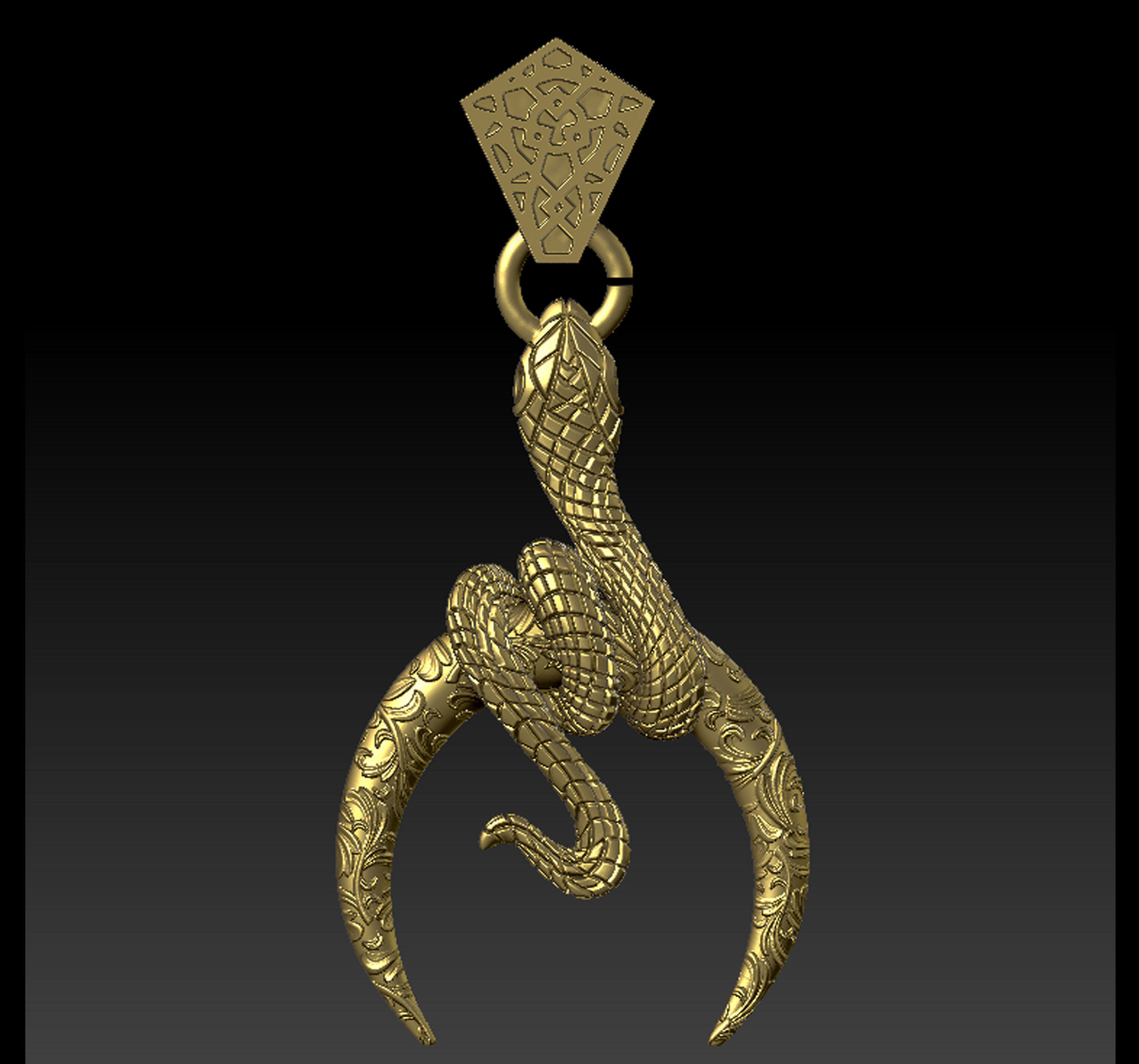 Snake Moon Necklace  3D print model_24