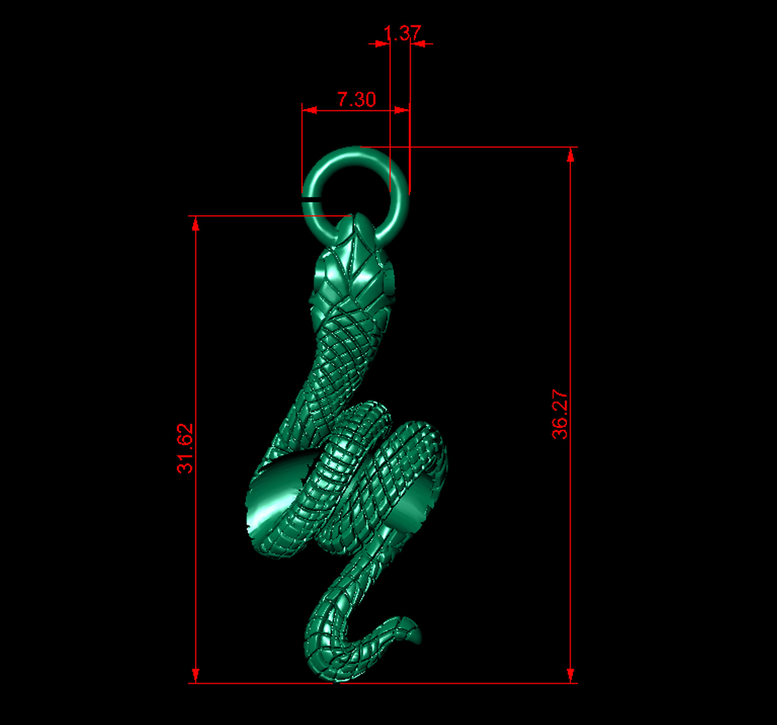 Snake Moon Necklace  3D print model_12