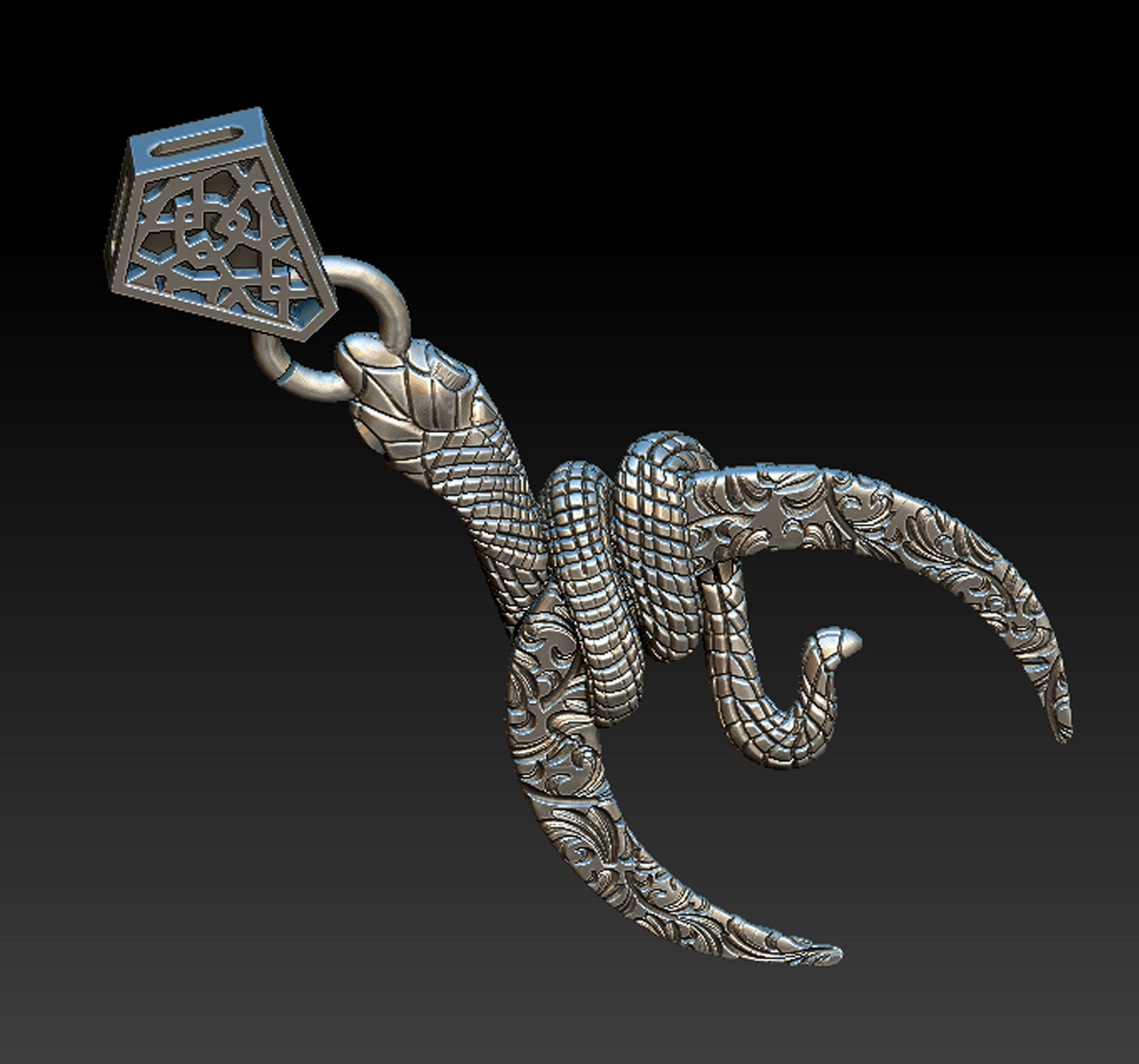 Snake Moon Necklace  3D print model_7