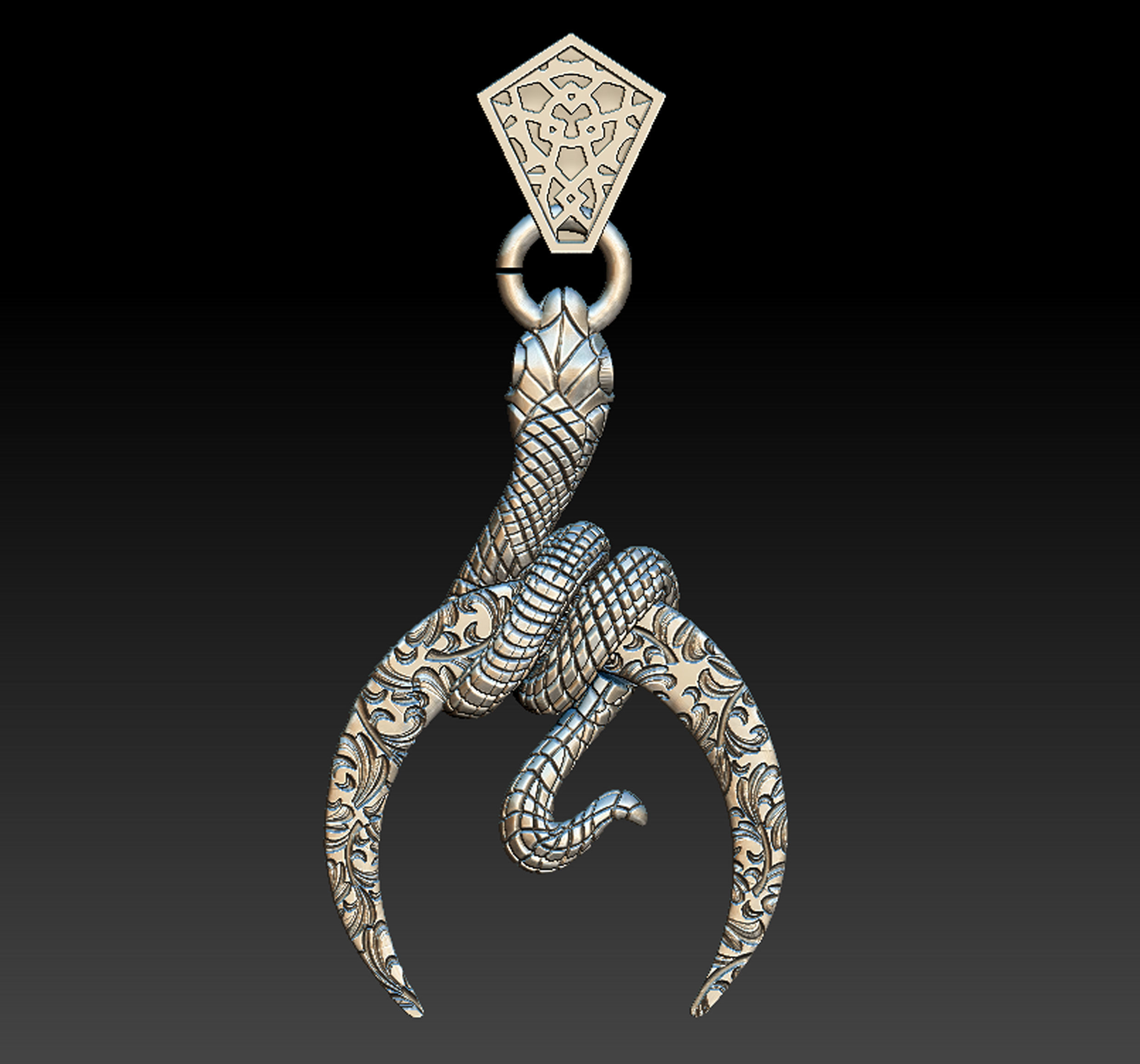 Snake Moon Necklace  3D print model_1