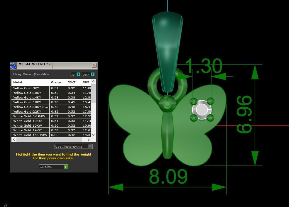 Butterfly Pendant 3dm STL OBJ FBX Render Details 3D print model_1