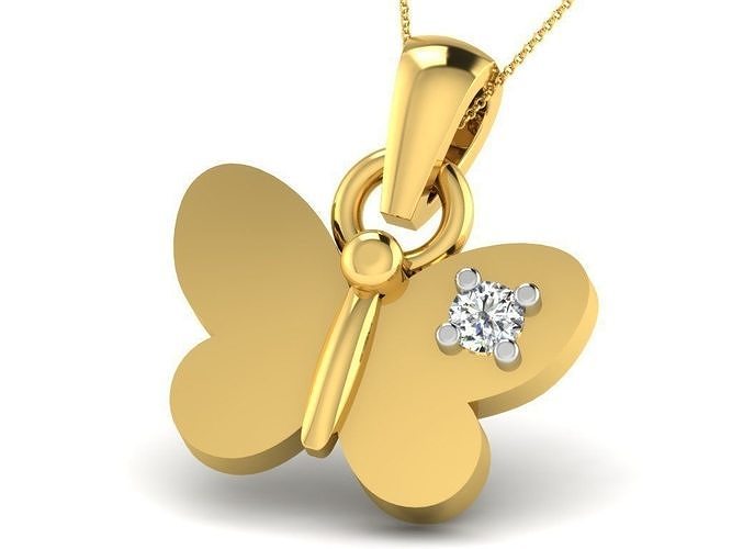Butterfly Pendant 3dm STL OBJ FBX Render Details 3D print model