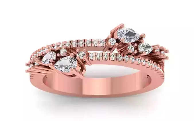 Women Pear Diamond Double Band Ring 