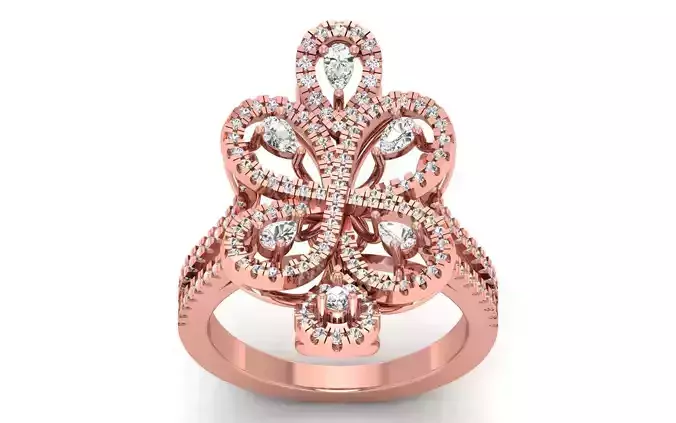 Women Flower Pear Diamond Bridal Ring  3D print model