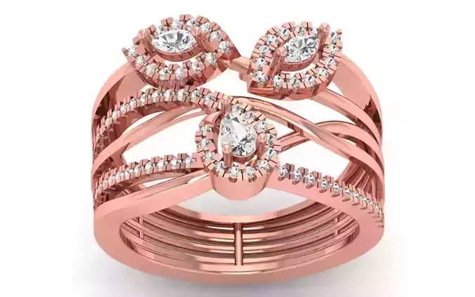 Women Marquise Diamond Four Band Ring 