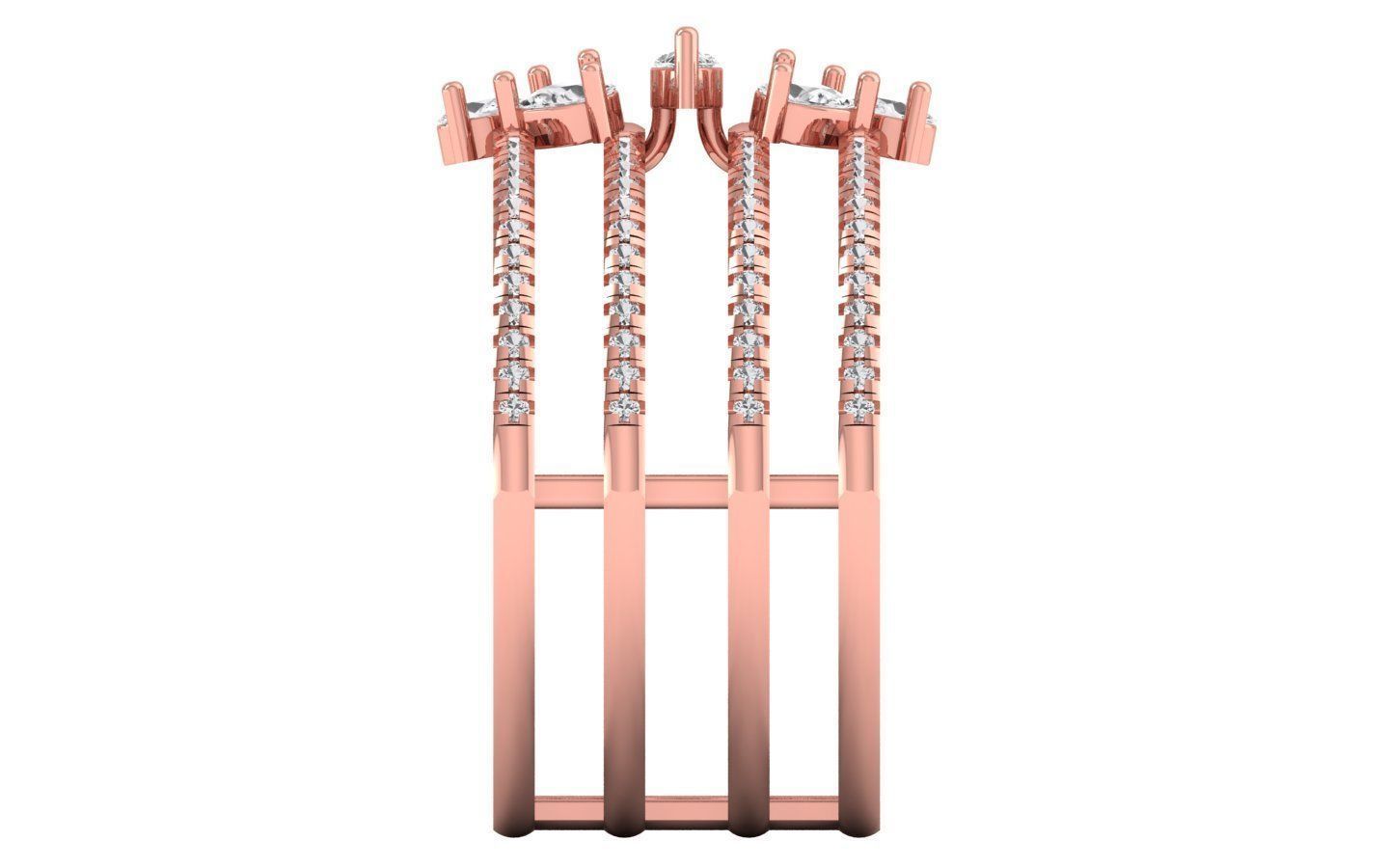 Women Marquise Diamond Four Band Ring 3D print model_1