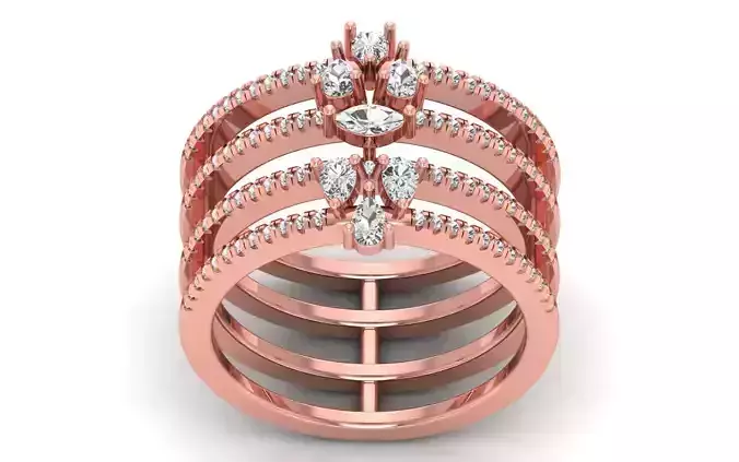 Women Marquise Diamond Four Band Ring
