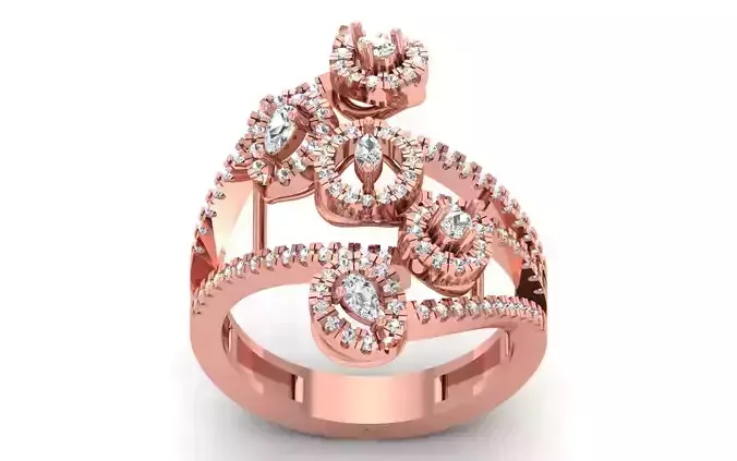 Women Pear Diamond Ring 3dm STL OBJ FBX Render Details