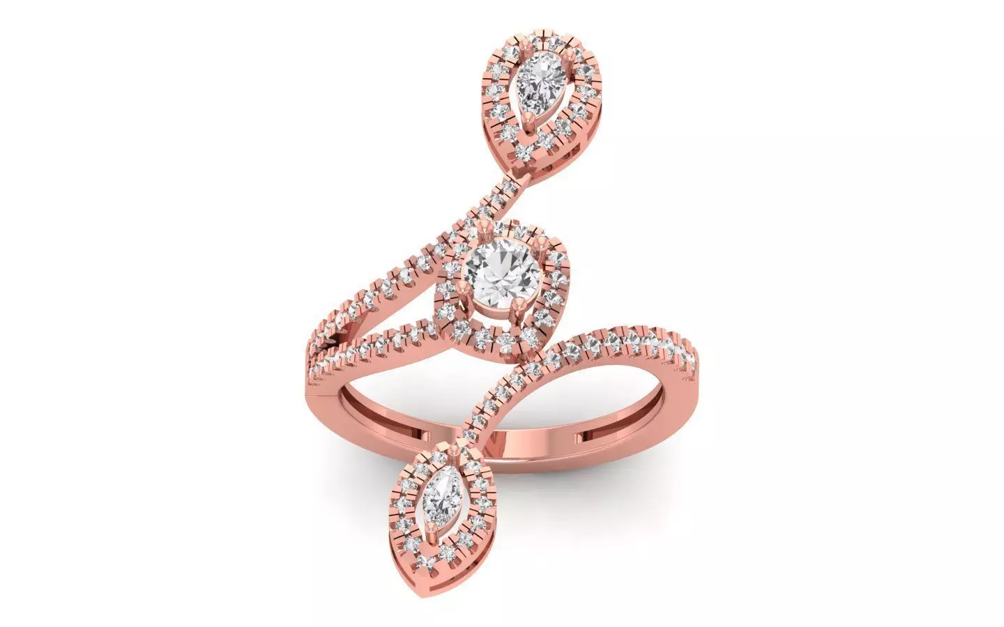 Women Pear Diamond Ring 3dm STL OBJ FBX Render Details 3D print model_0