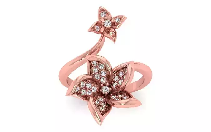 Women Flower Ring 3dm STL OBJ FBX Render Details