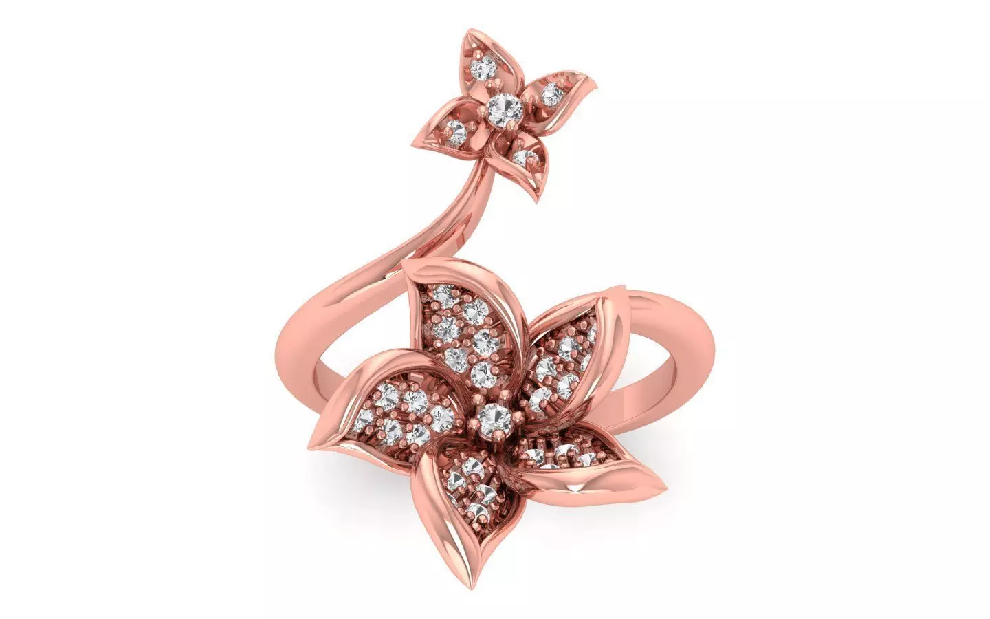 Women Flower Ring 3dm STL OBJ FBX Render Details 3D print model