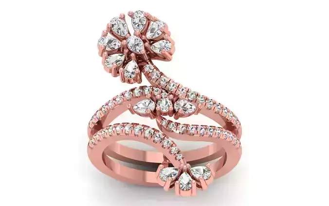 Women Flower Ring 3dm STL OBJ FBX Render Details