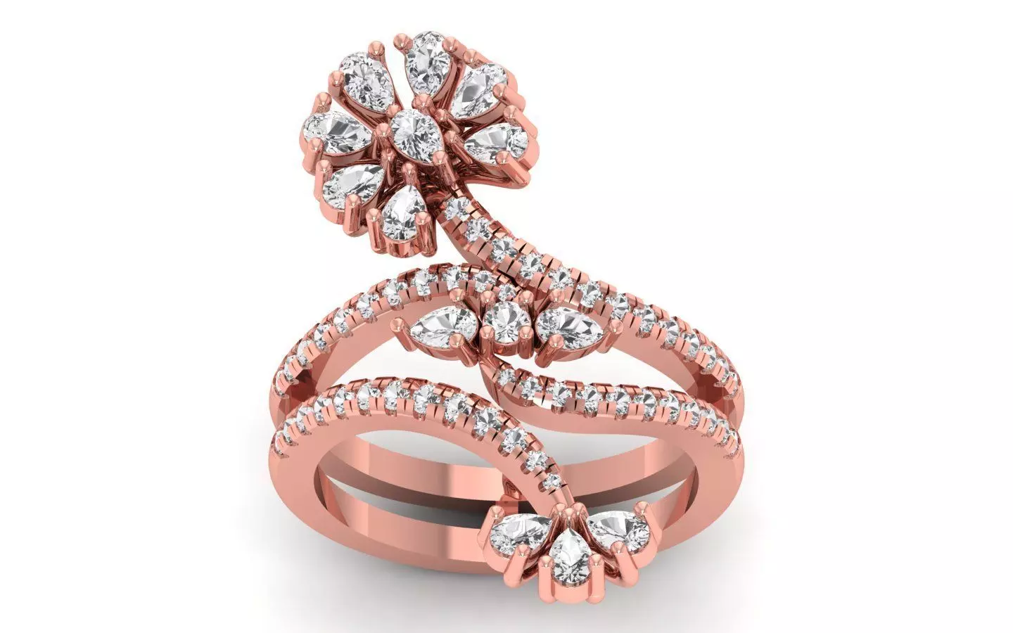 Women Flower Ring 3dm STL OBJ FBX Render Details 3D print model