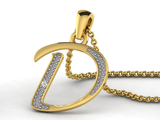 Alphabets Pendants Letter D Pendant 3D print model