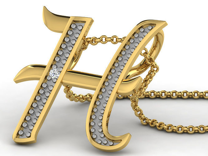 Alphabets Pendants Letter H Pendant 3D print model