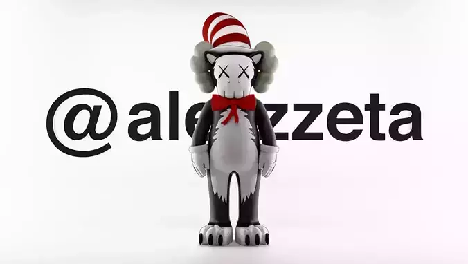 Kaws The Cat in the Hat Textured Low-poly 3D model