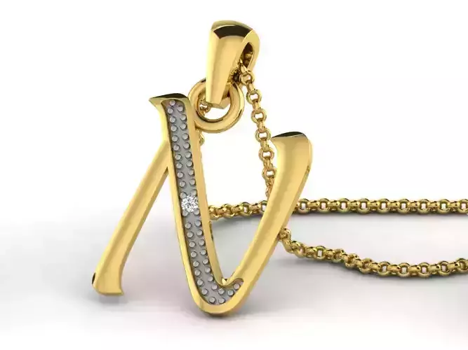 Alphabets Pendants Letter N Pendant Initial Pendant