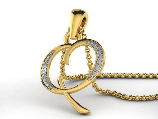 Alphabets Pendants Letter Q Pendant Initial Pendant 3D print model