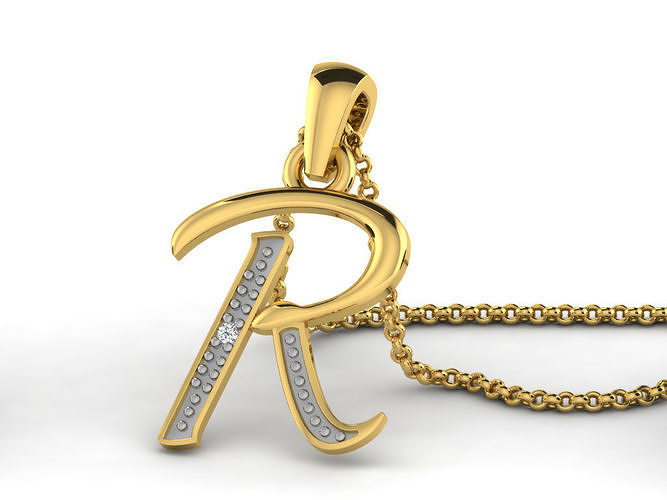 Alphabets Pendants Letter R Pendant Initial Pendant 3D print model