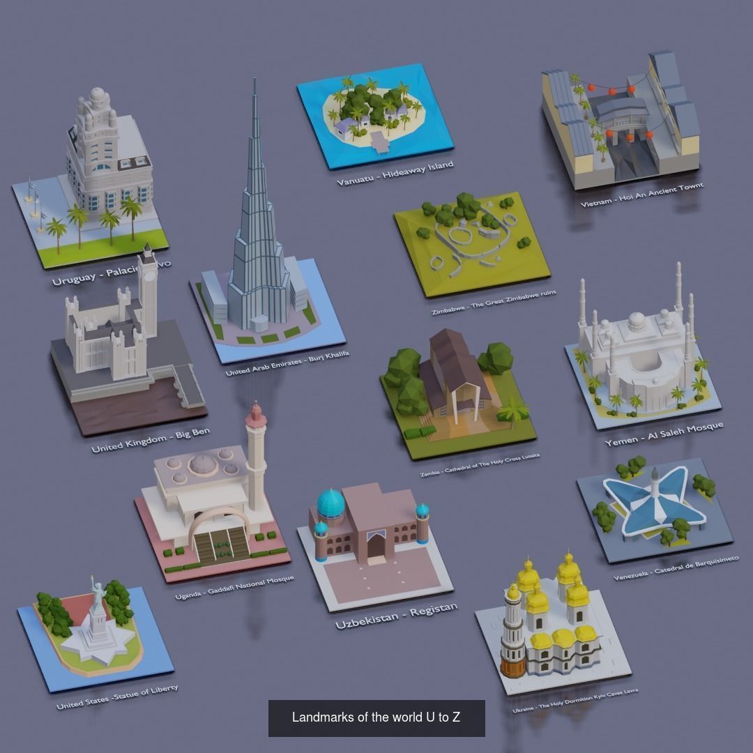 Landmarks of the World A to Z 3D Model Collection_13