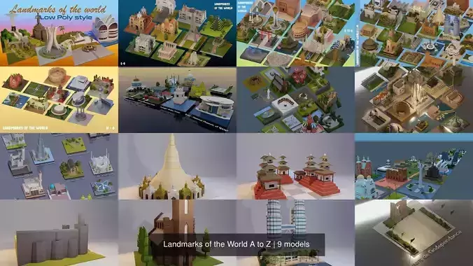 Landmarks of the World A to Z 3D Model Pack 2