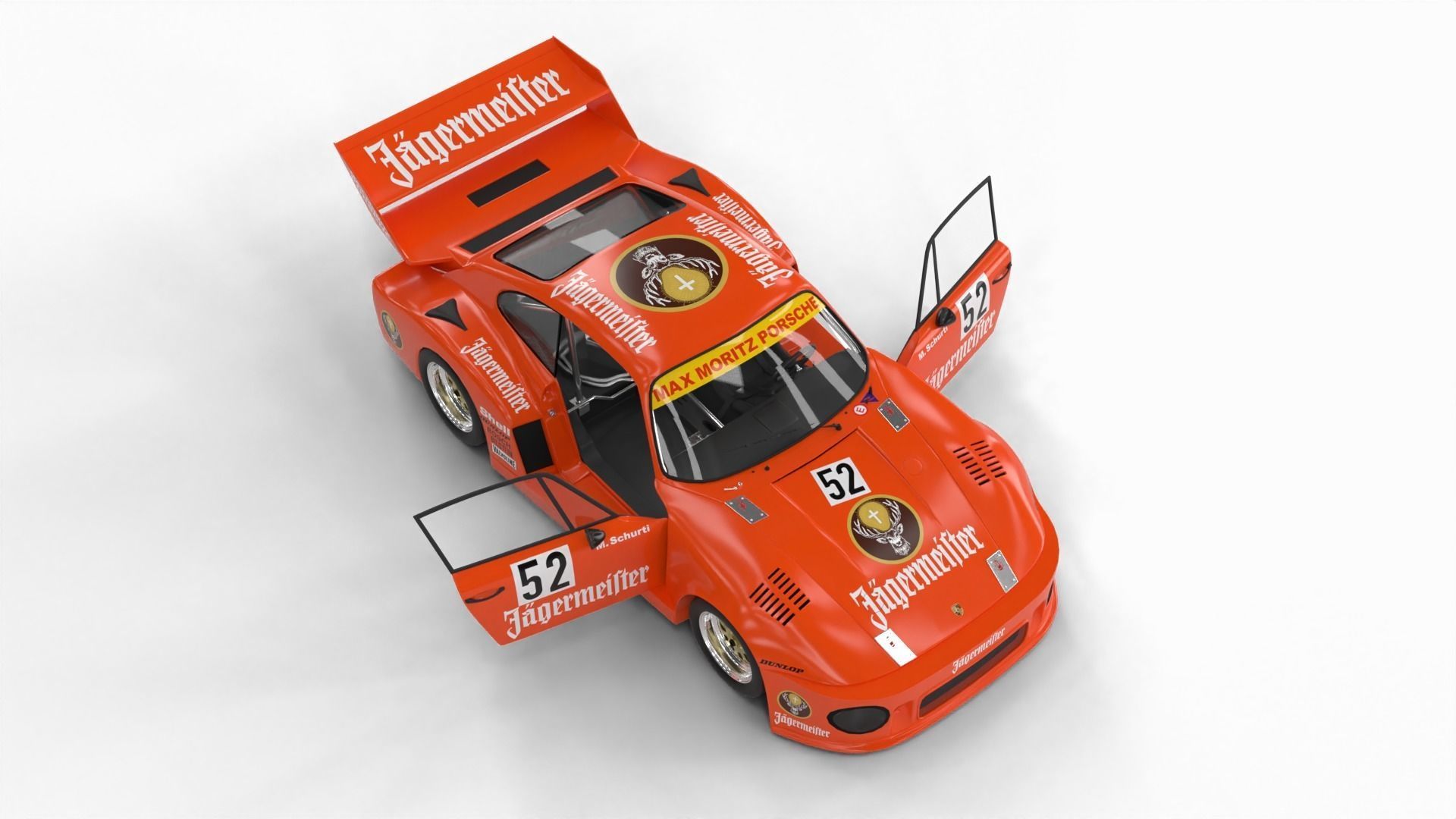Porsche 935 77 1977 52 Jagermeister Racing 3d model HQ interior 3D model_7