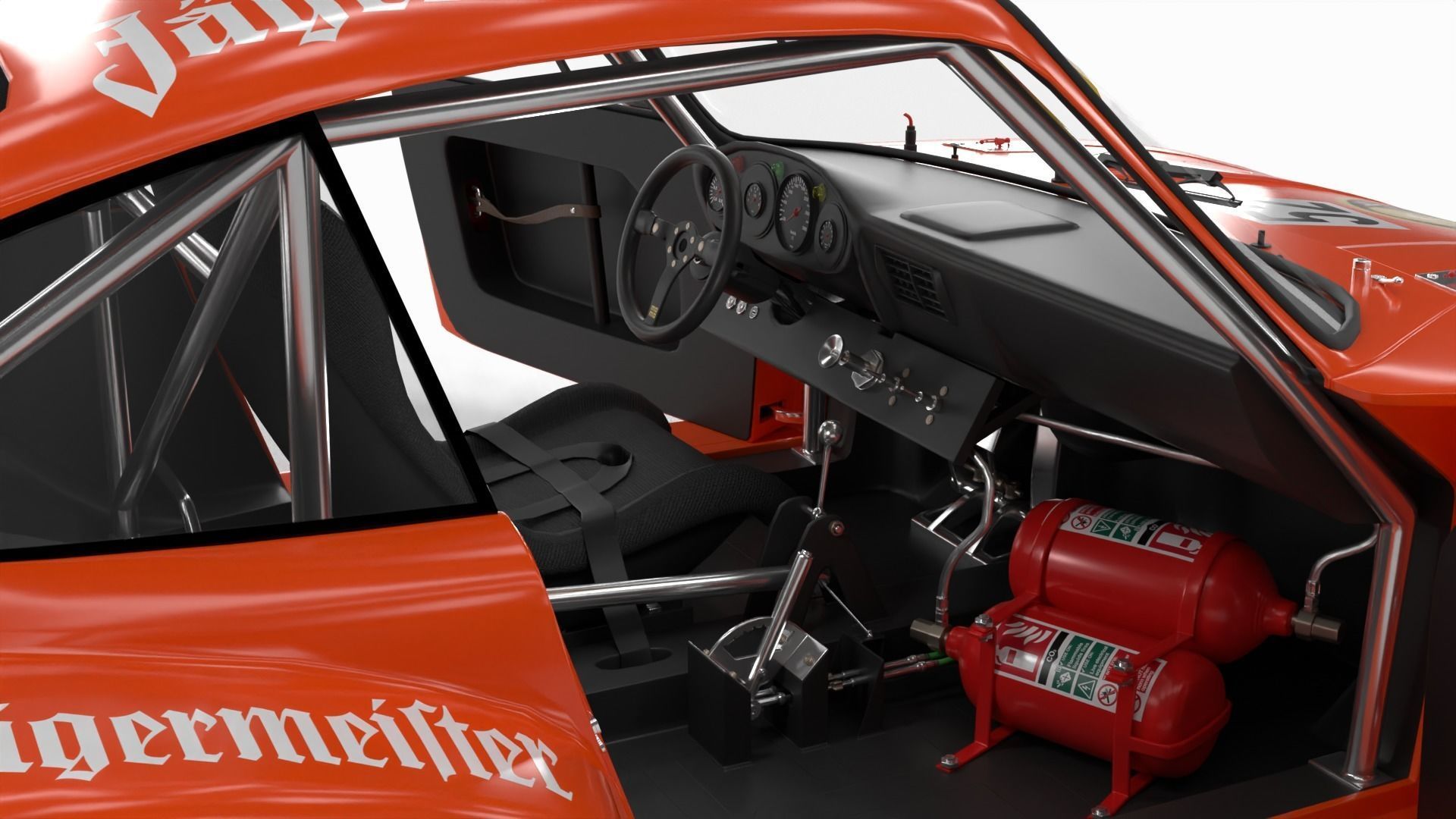 Porsche 935 77 1977 52 Jagermeister Racing 3d model HQ interior 3D model_22