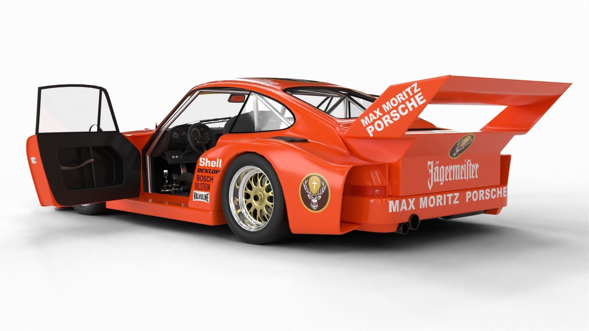 Porsche 935 77 1977 52 Jagermeister Racing 3d model HQ interior 3D model_5