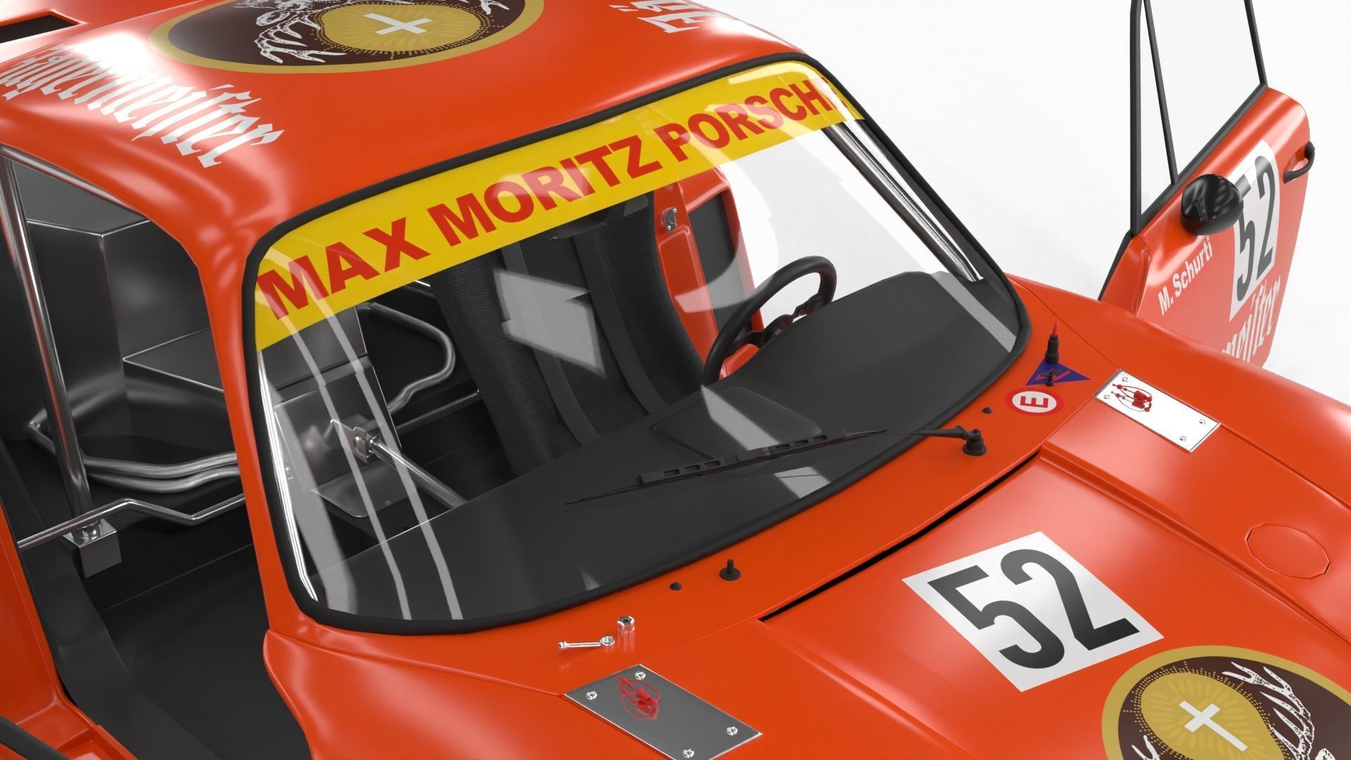 Porsche 935 77 1977 52 Jagermeister Racing 3d model HQ interior 3D model_19