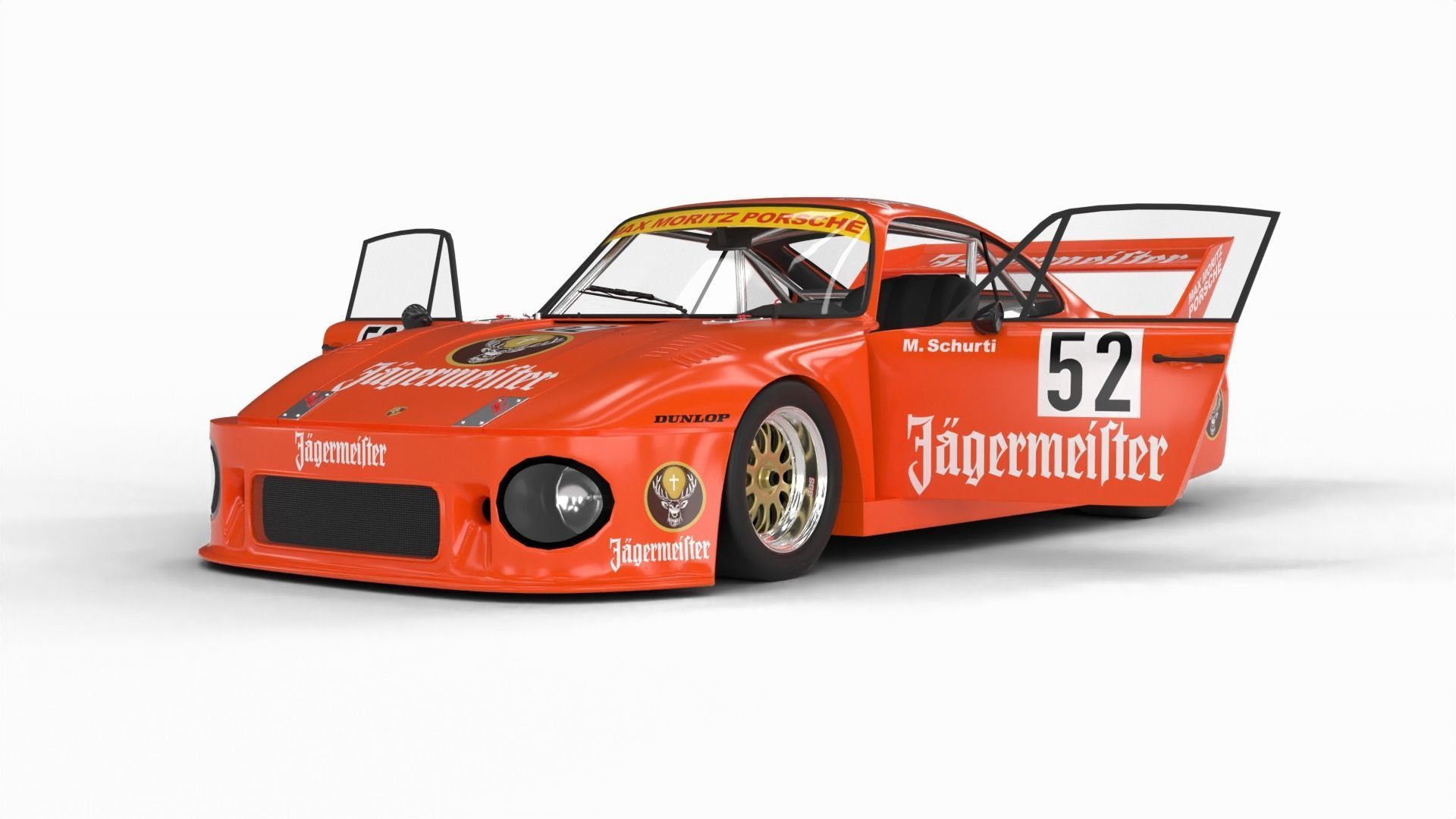Porsche 935 77 1977 52 Jagermeister Racing 3d model HQ interior 3D model_4