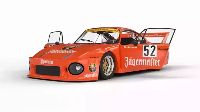 Porsche 935 77 1977 52 Jagermeister Racing 3d model HQ interior 3D model
