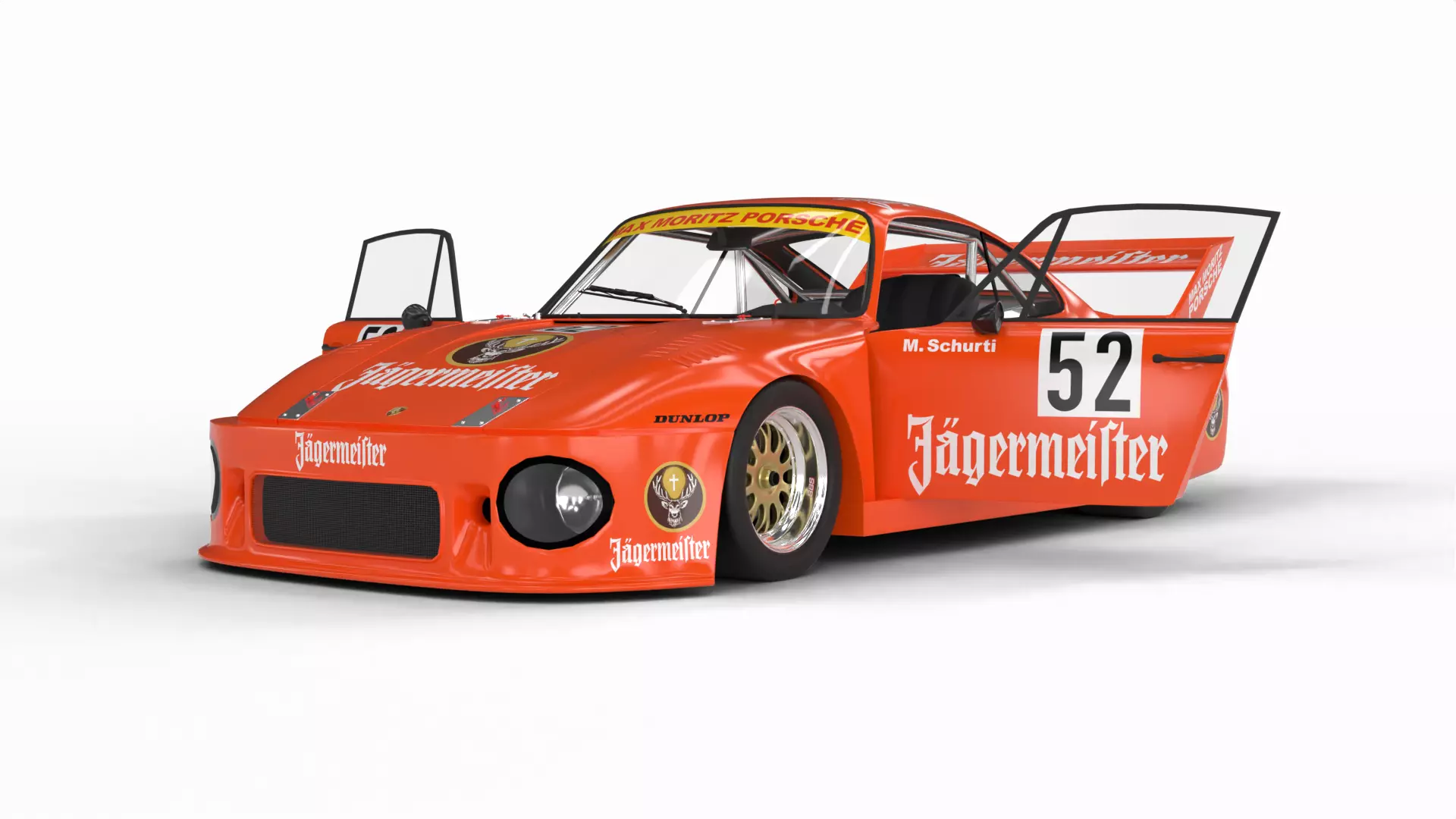 Porsche 935 77 1977 52 Jagermeister Racing 3d model HQ interior 3D model_0