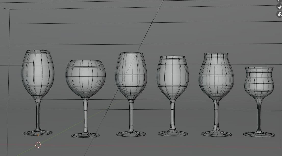 3D model Low Poly Wine Glass Set Model with included Liquids VR / AR ...