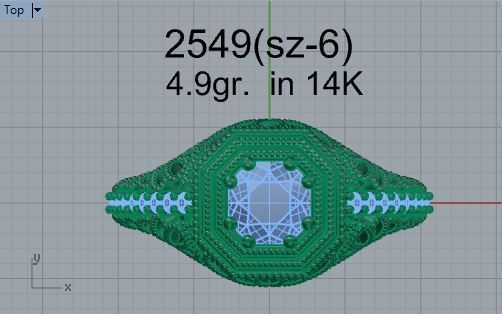 3-Row Gorgeous Diamond ring 2549 3D print model 3D print model_4