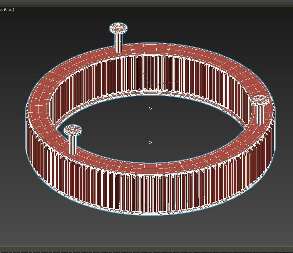 ETERNITY circular ceiling light in gold with clear glass rods 3D model_3