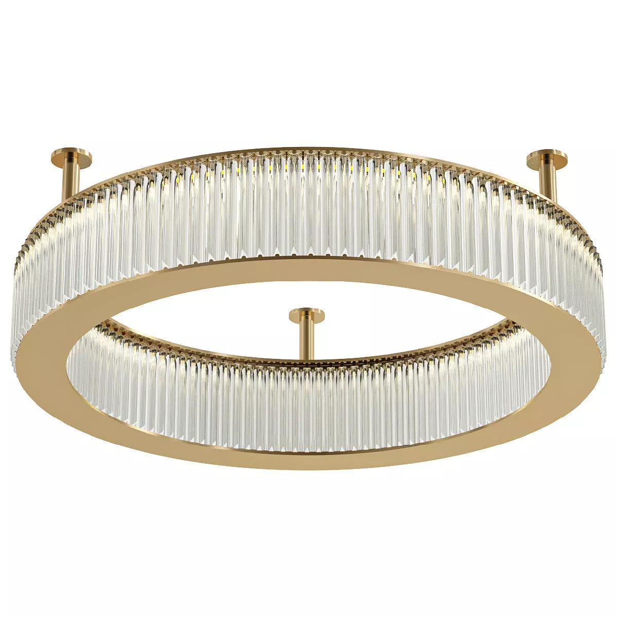 ETERNITY circular ceiling light in gold with clear glass rods 3D model_0