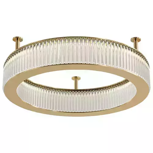 ETERNITY circular ceiling light in gold with clear glass rods