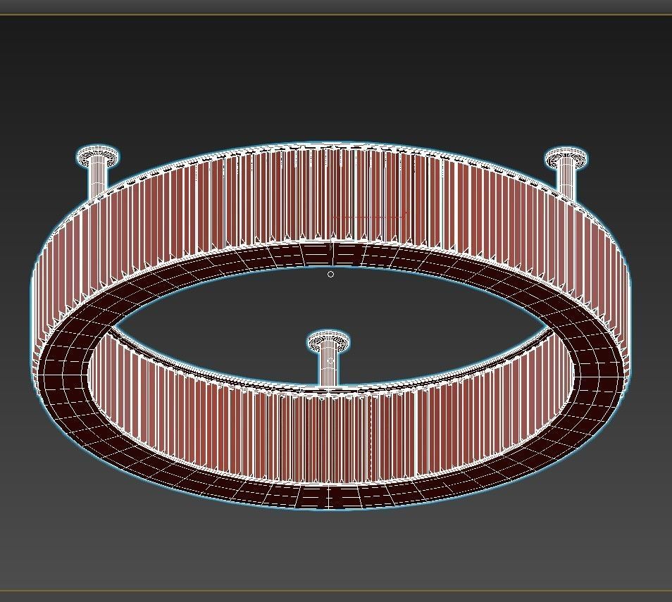 ETERNITY circular ceiling light in gold with clear glass rods 3D model_2