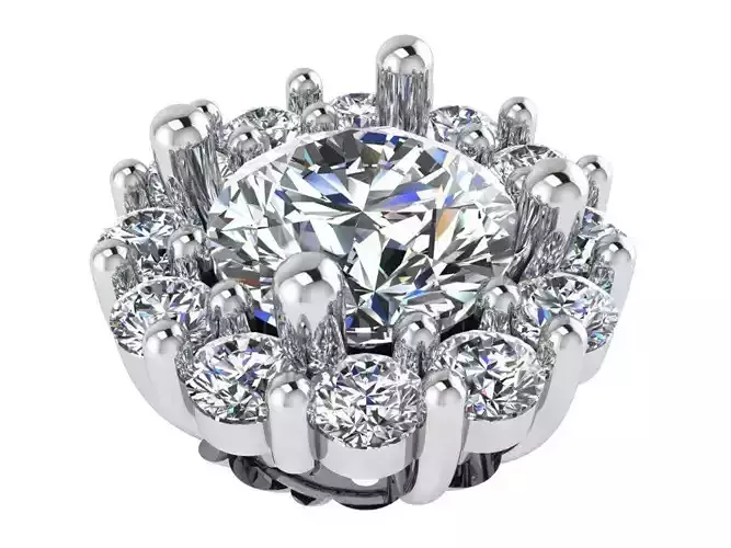 Beautiful Flower Pendant with Diamond stones 2551 3D print model