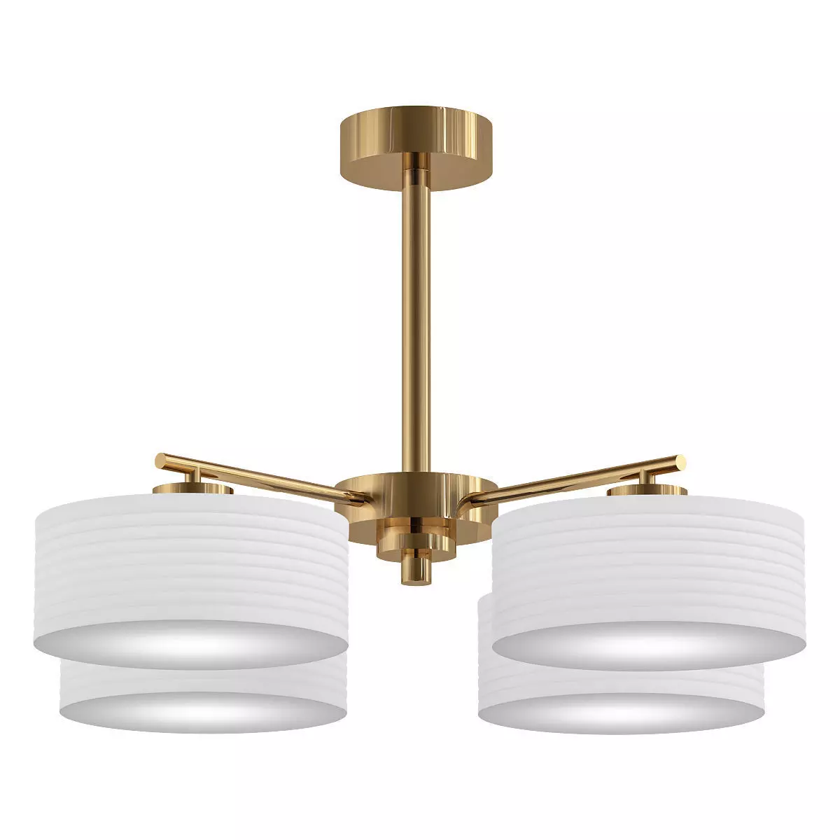 CAPRI three light chandelier in brass with shades 3D model_0