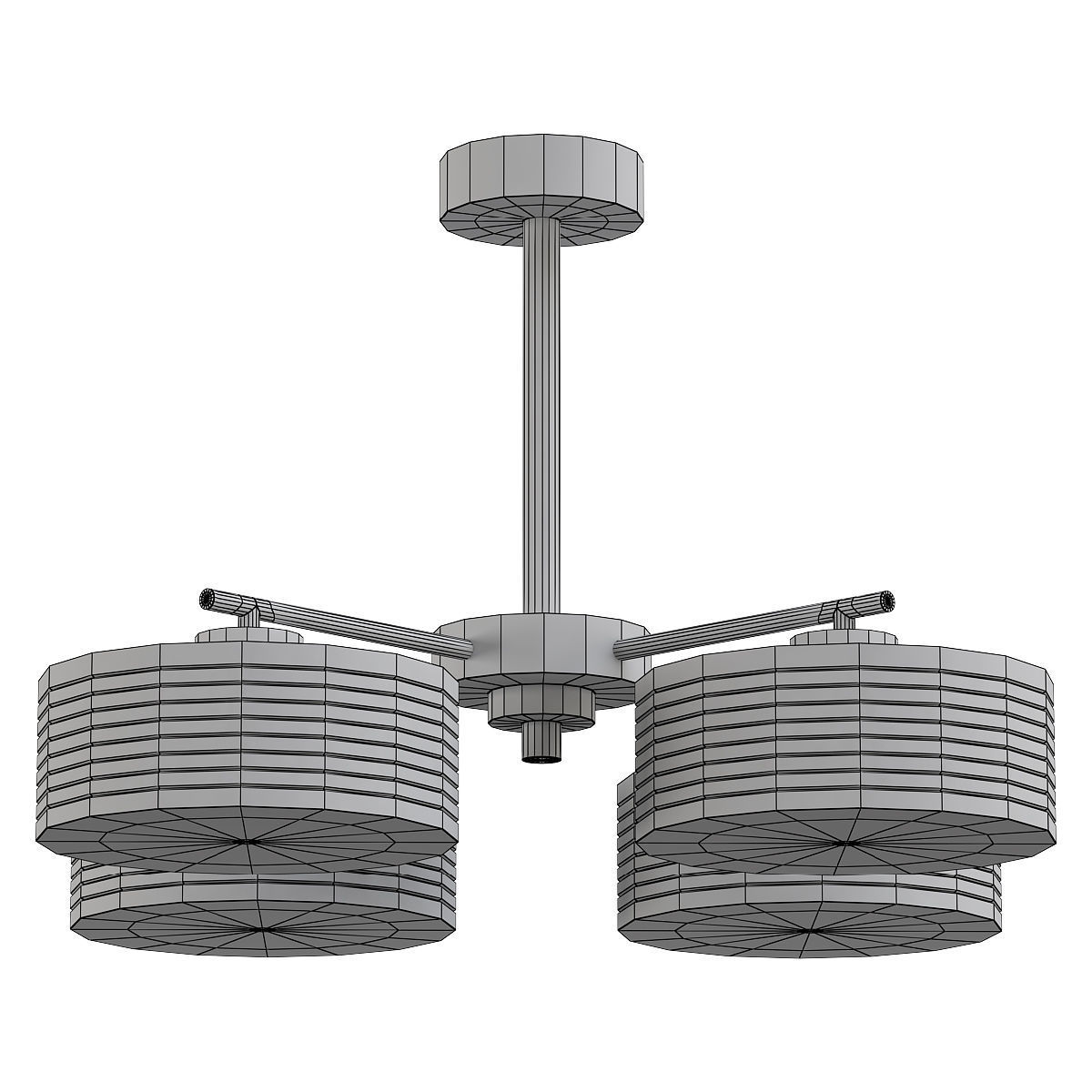 CAPRI three light chandelier in brass with shades 3D model_1