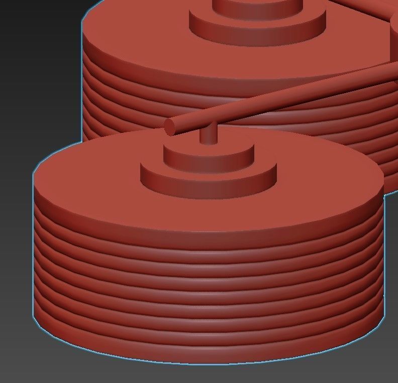 CAPRI three light chandelier in brass with shades 3D model_4