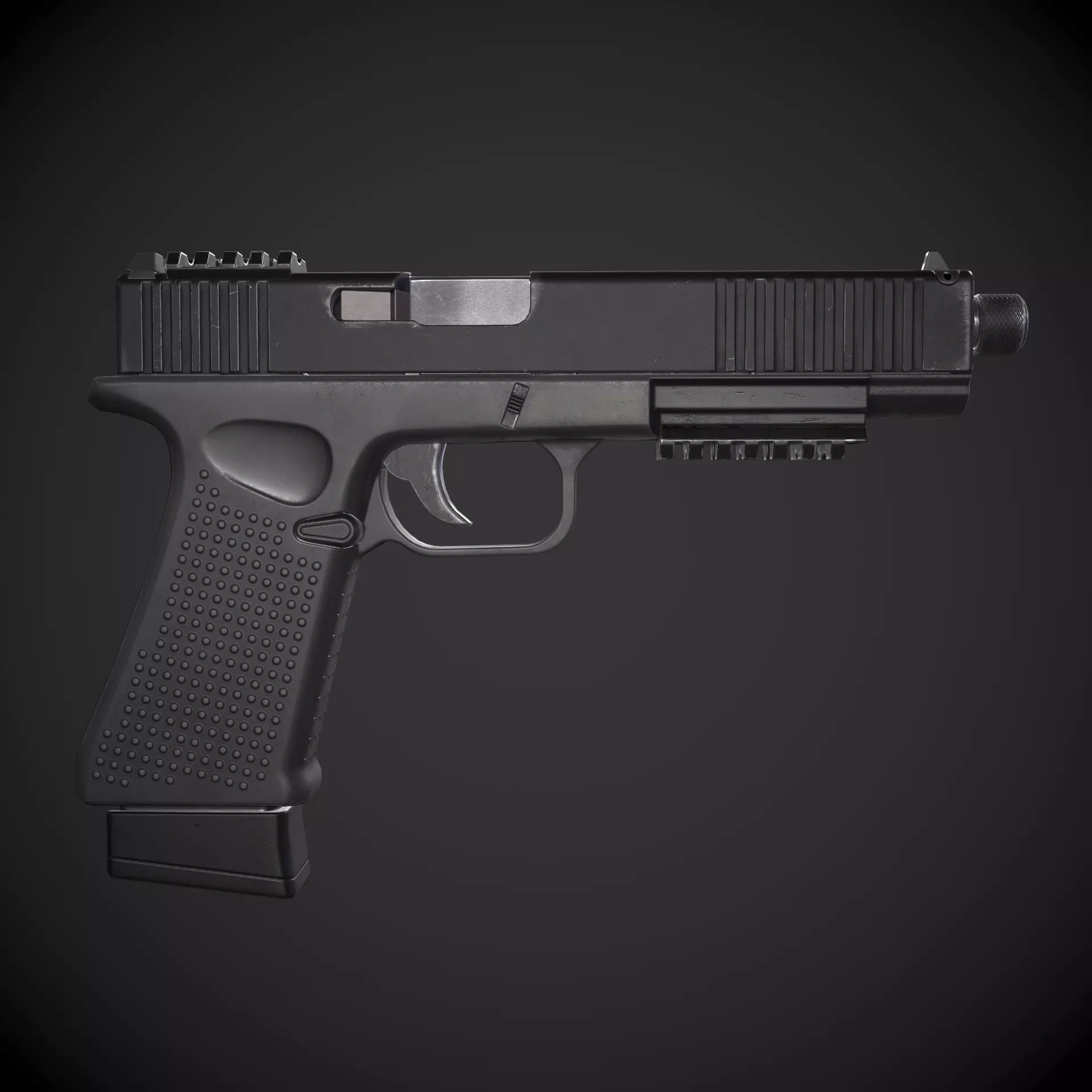 Glock 21 with Extended Barrel Low-poly 3D model_0