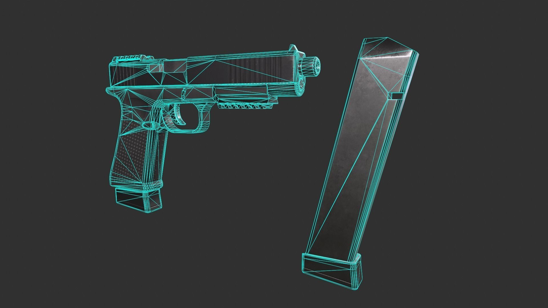 Glock 21 with Extended Barrel Low-poly 3D model_4