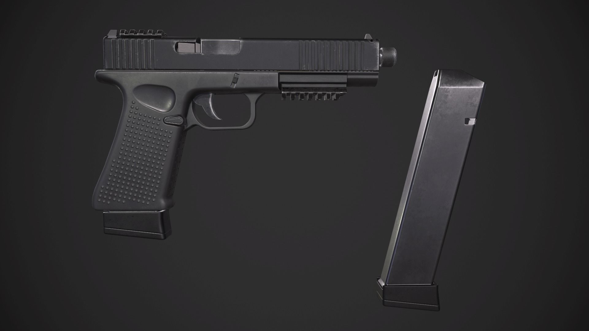 Glock 21 with Extended Barrel Low-poly 3D model_15