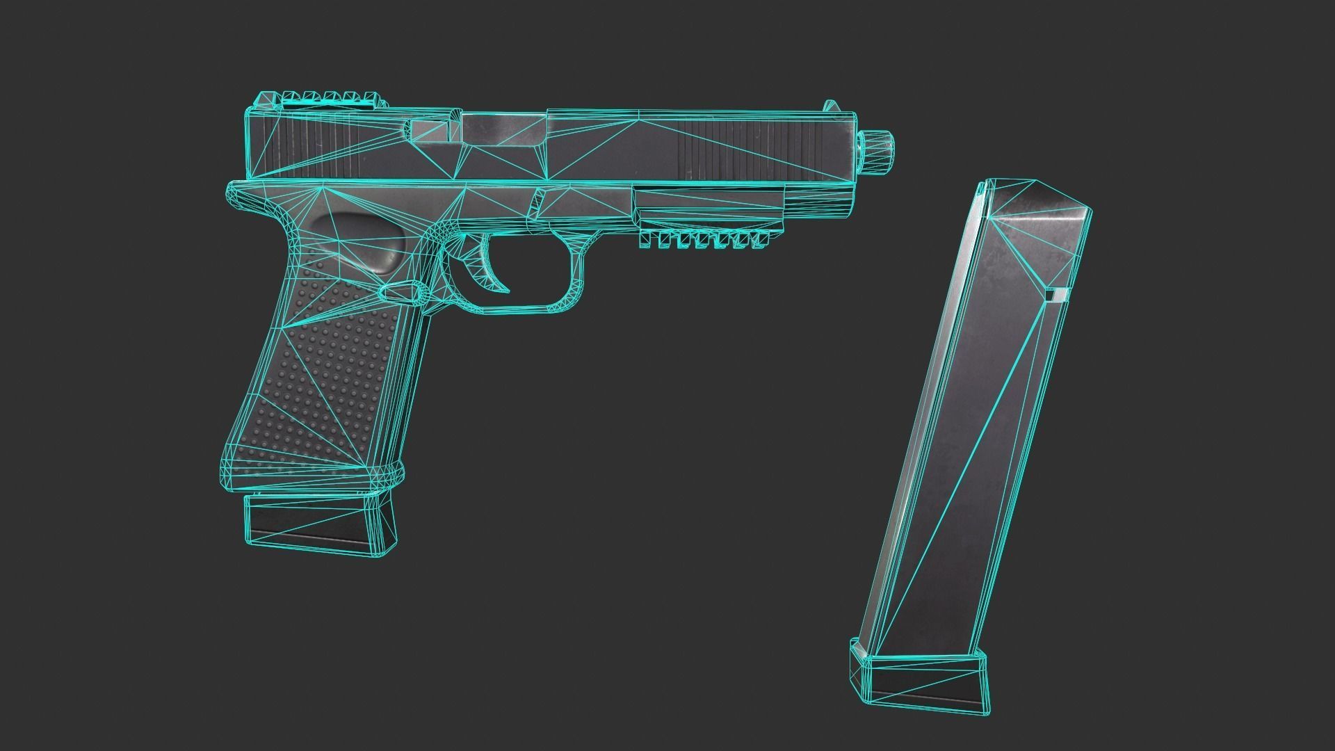 Glock 21 with Extended Barrel Low-poly 3D model_16