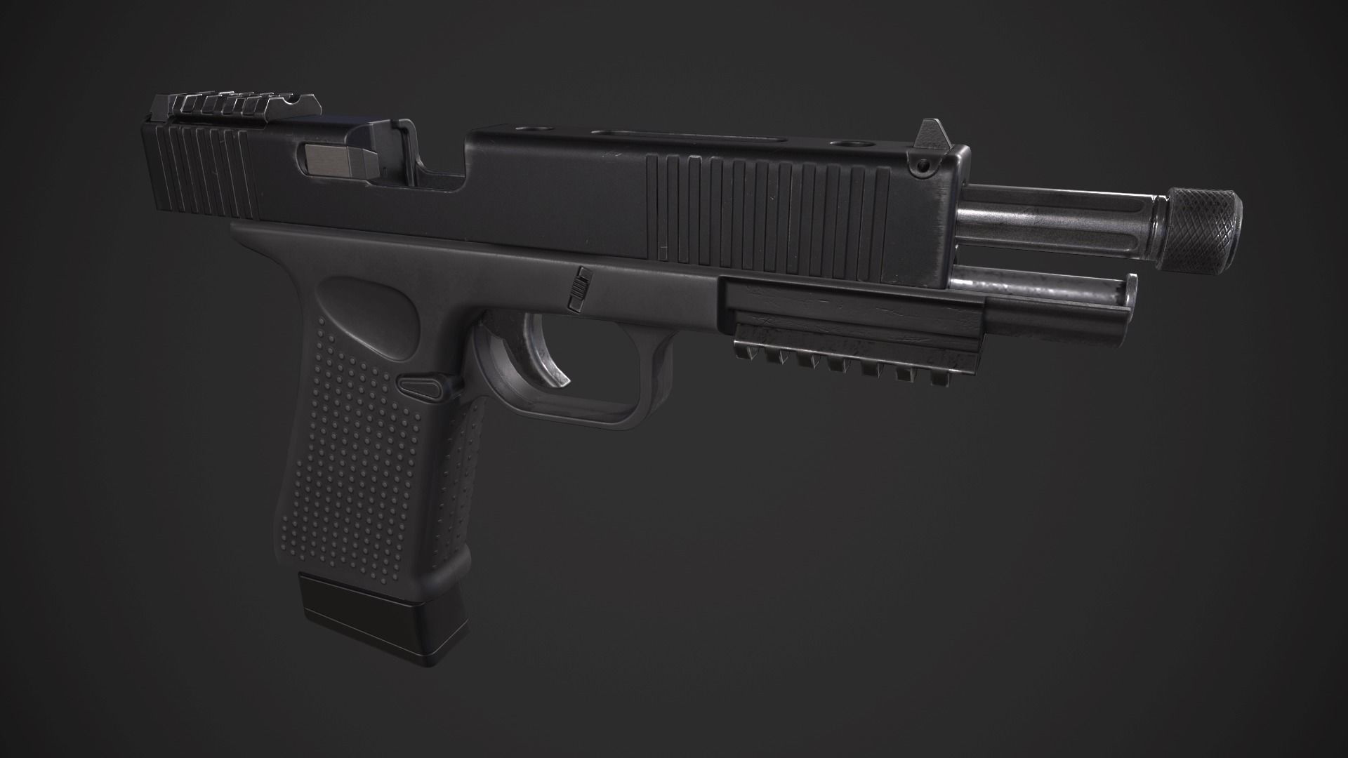 Glock 21 with Extended Barrel Low-poly 3D model_7