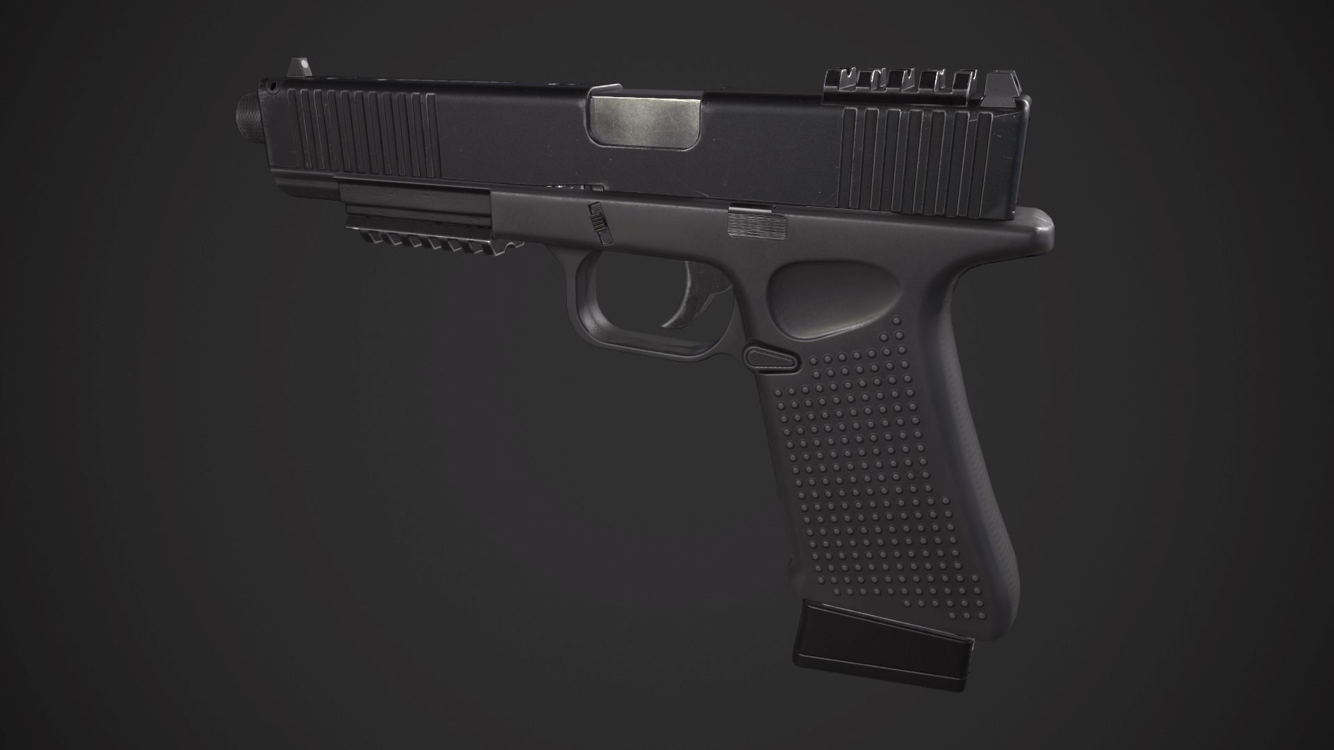 Glock 21 with Extended Barrel Low-poly 3D model_5