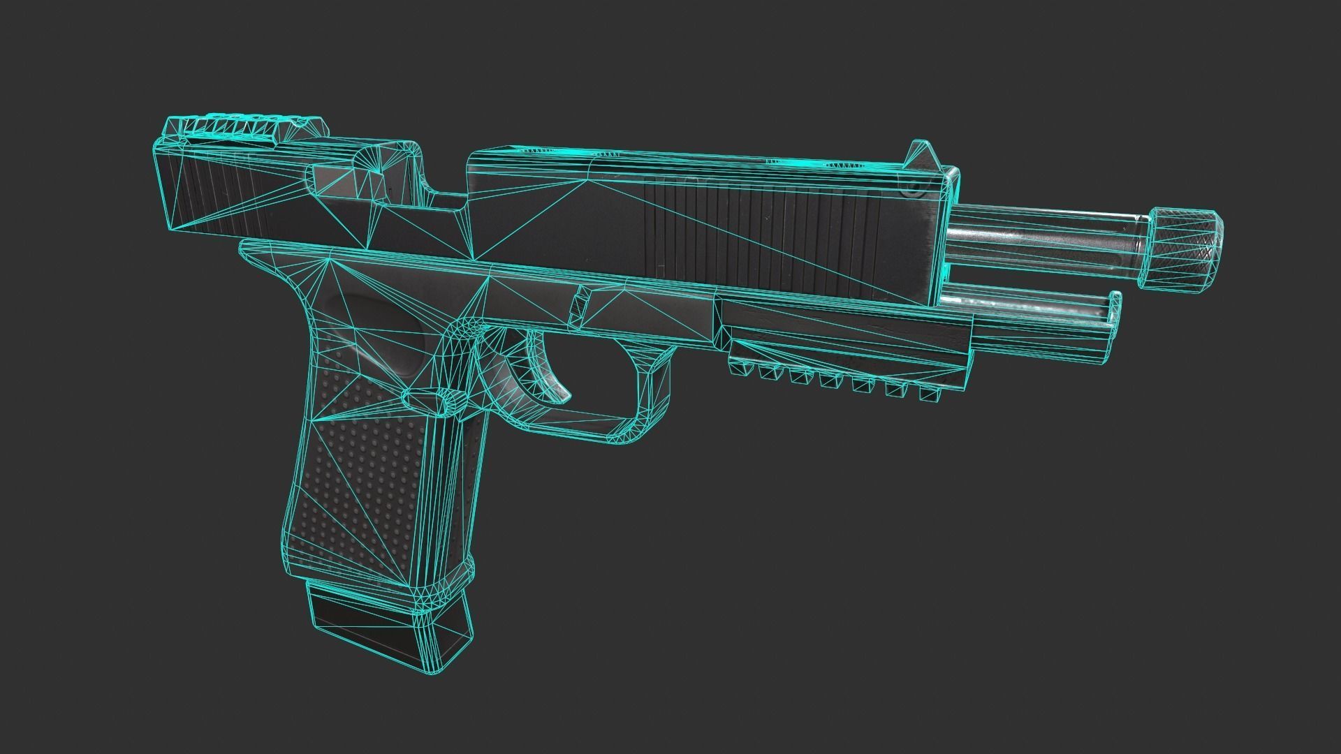 Glock 21 with Extended Barrel Low-poly 3D model_8